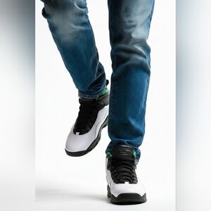 🏀🔥 Air Jordan 10 “Seattle” Black / White / Green – Men’s 8.5 🔥🏀